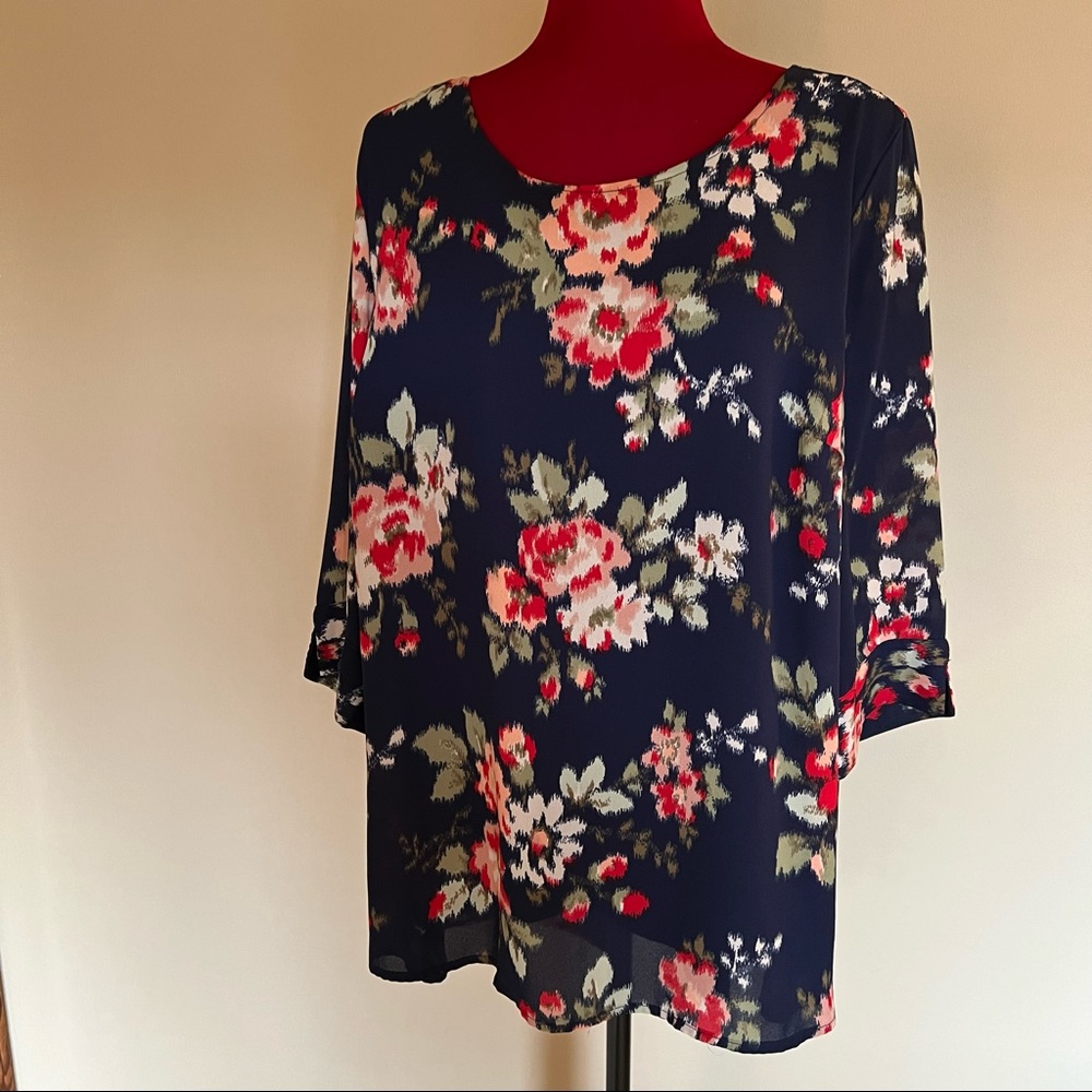 Denim & Co. chiffon flyaway top